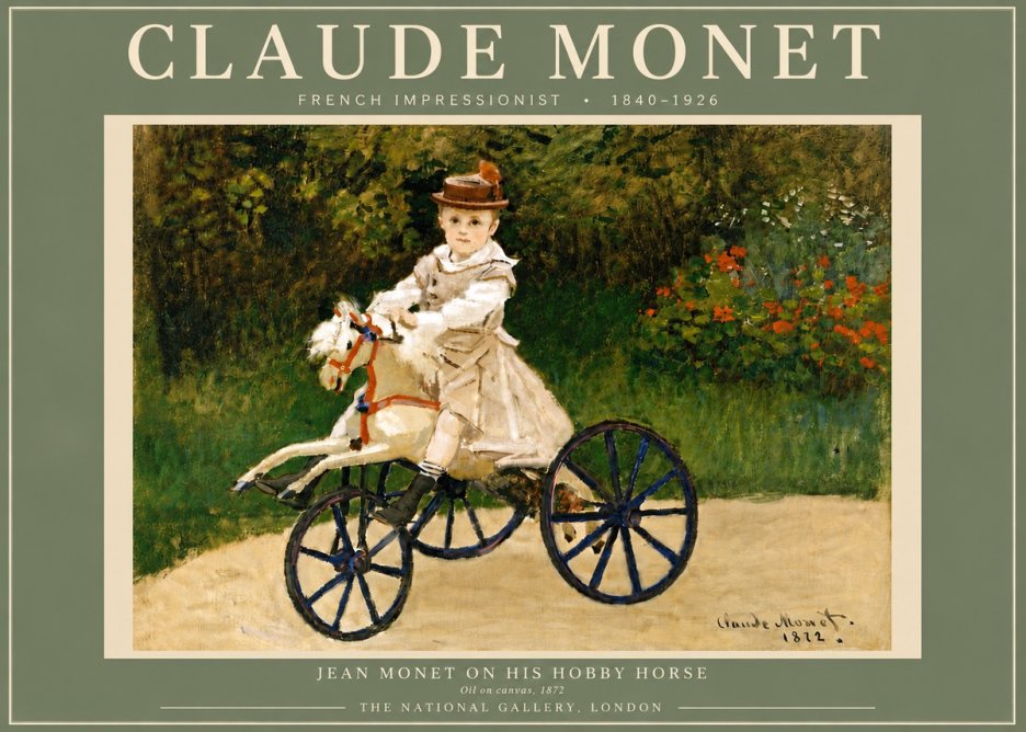 Monet Jean Monet on His Hobby Horse No5 - Poszter