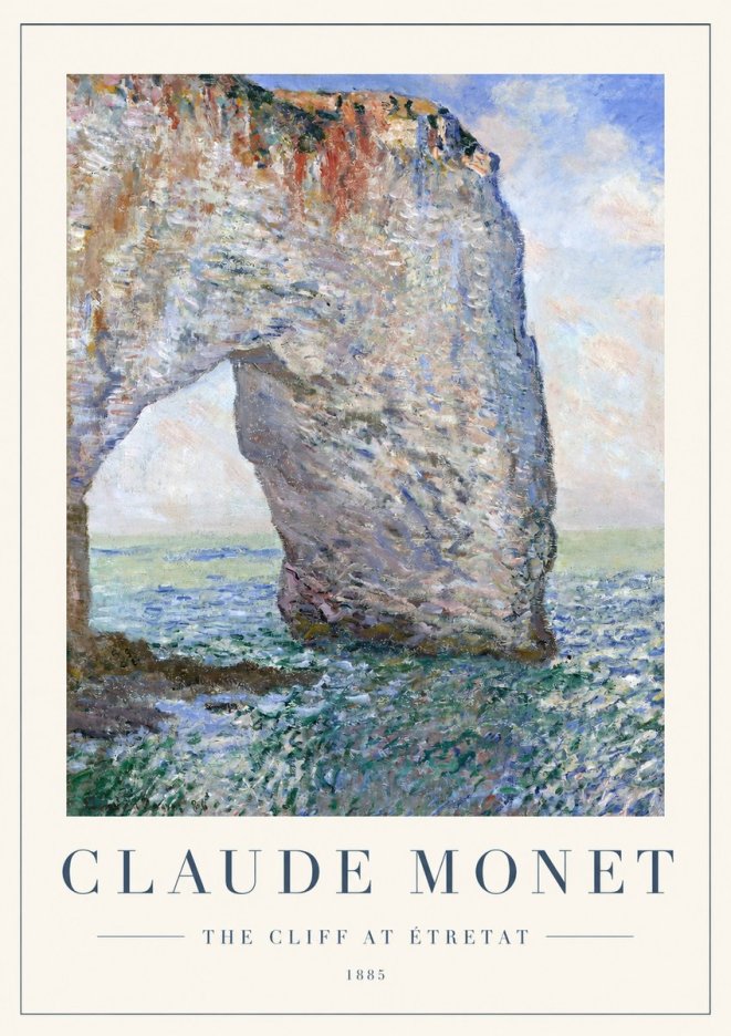 Monet The Cliff at Étretat No1 - Poszter