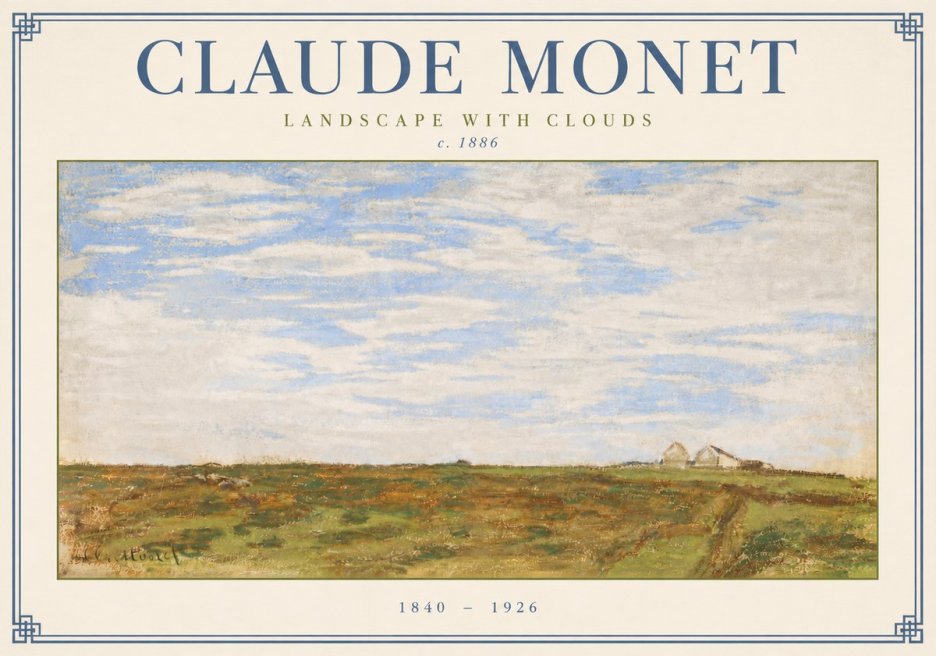 Monet Landscape with Clouds No3 - Poszter