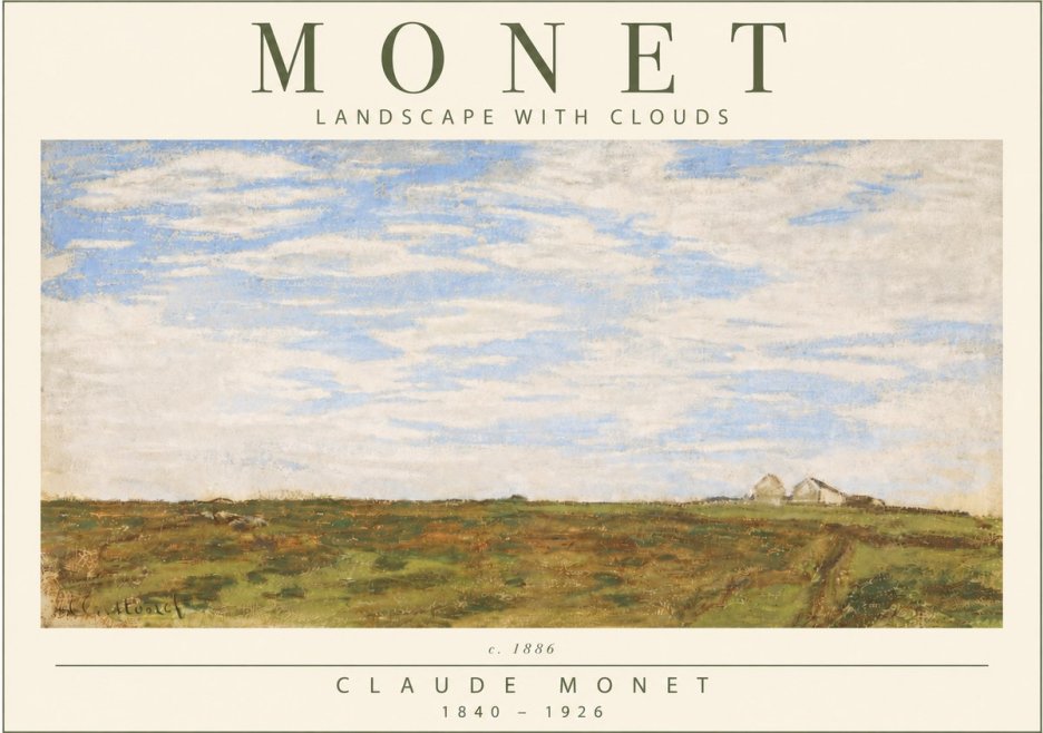 Monet Landscape with Clouds No4 - Poszter
