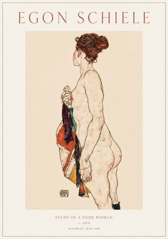 Schiele Study of a Nude Woman No1 - Poszter
