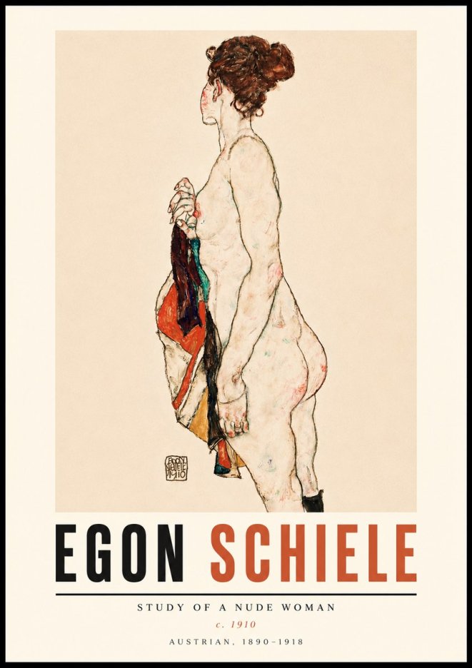 Schiele Study of a Nude Woman No3 - Poszter