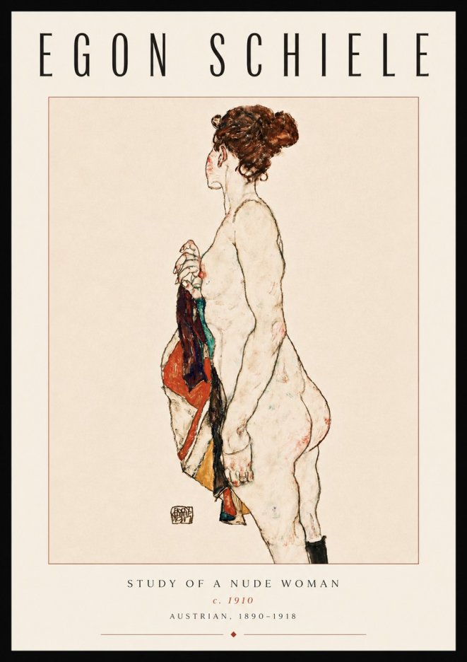 Schiele Study of a Nude Woman No6 - Poszter