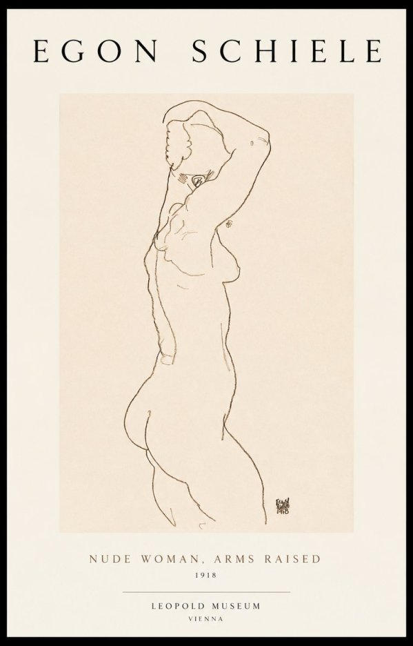 Schiele Nude Woman, Arms Raised No1 - Poszter