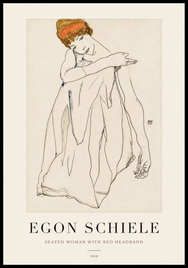 Schiele Seated Woman with Red Headband No1 - Poszter
