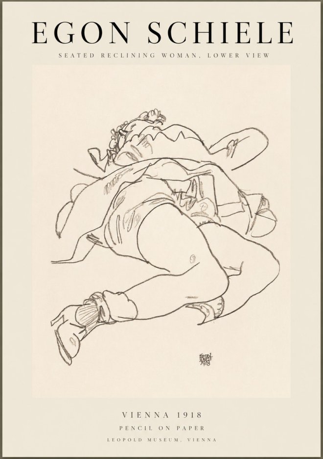 Schiele Seated Reclining Woman, Lower View No1 - Poszter