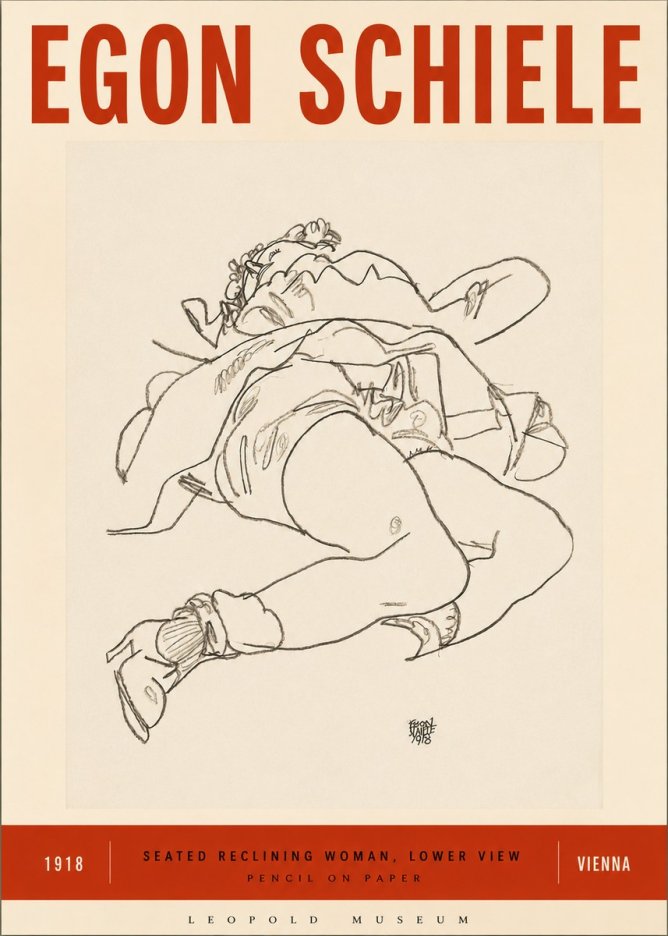 Schiele Seated Reclining Woman, Lower View No3 - Poszter