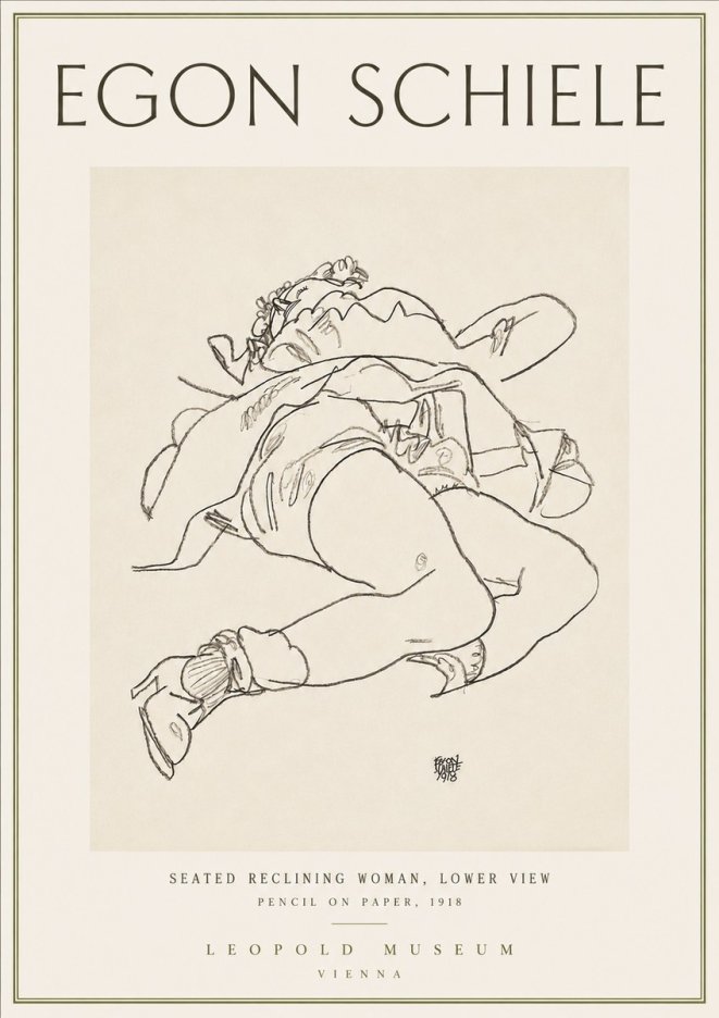 Schiele Seated Reclining Woman, Lower View No4 - Poszter