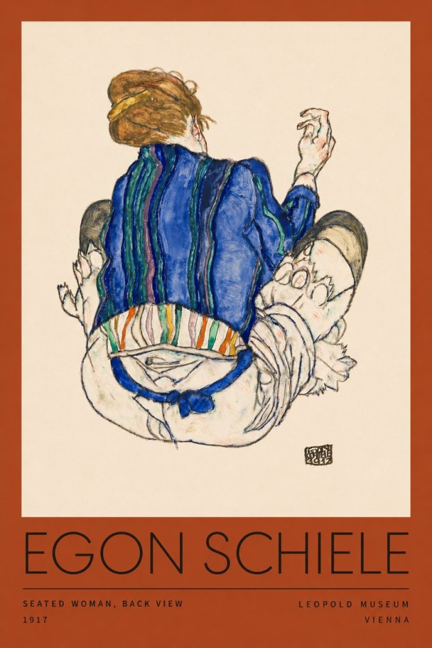 Schiele Seated Woman, Back View No2 - Poszter