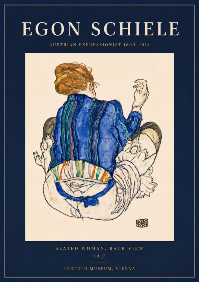 Schiele Seated Woman, Back View No6 - Poszter