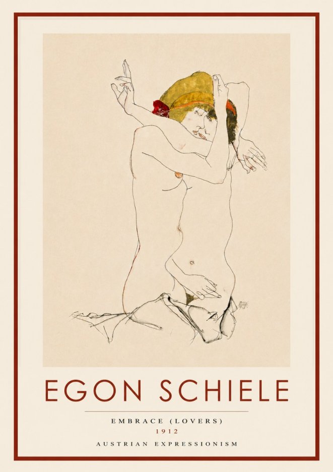 Schiele Embrace (Lovers) No3 - Poszter
