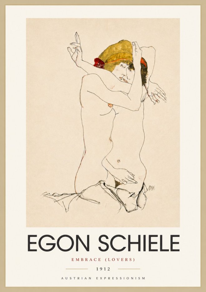 Schiele Embrace (Lovers) No4 - Poszter