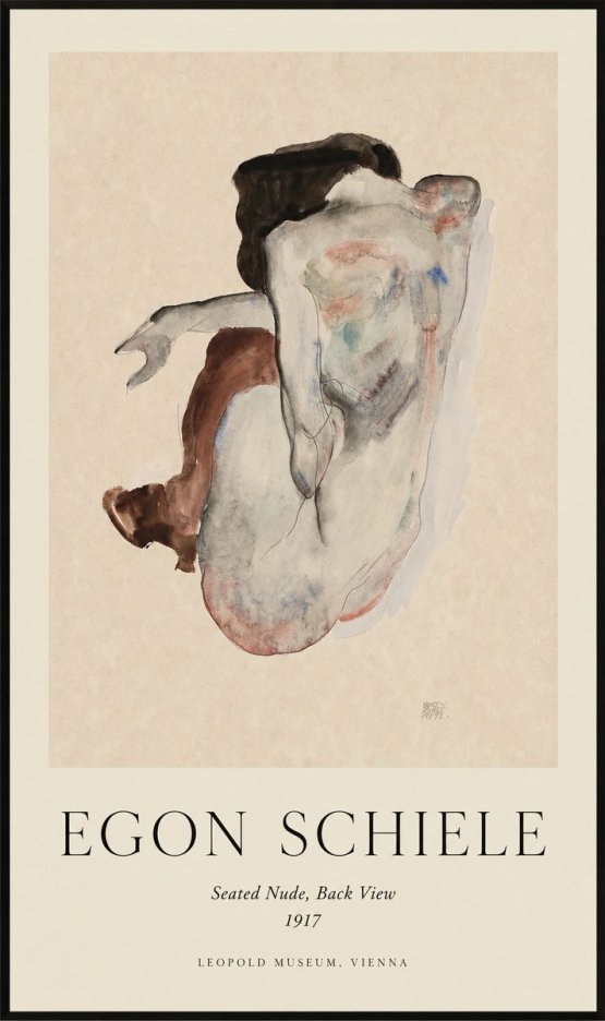 Schiele Seated Nude, Back View No1 - Poszter