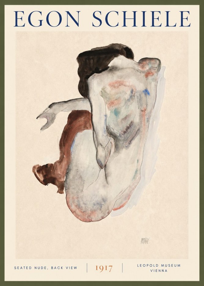 Schiele Seated Nude, Back View No2 - Poszter