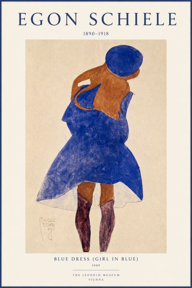 Schiele Blue Dress (Girl in Blue) No1 - Poszter