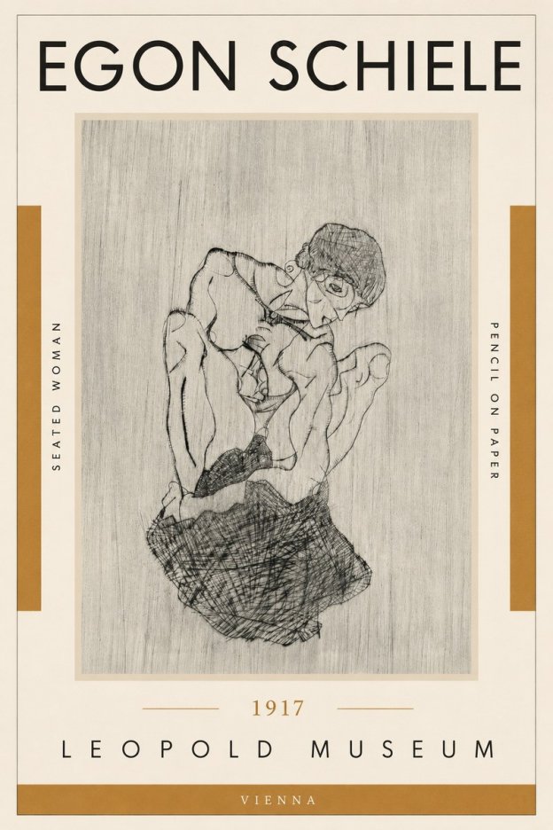 Schiele Seated Woman No5 - Poszter