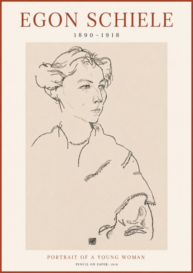 Schiele Portrait of a Young Woman No1 - Poszter