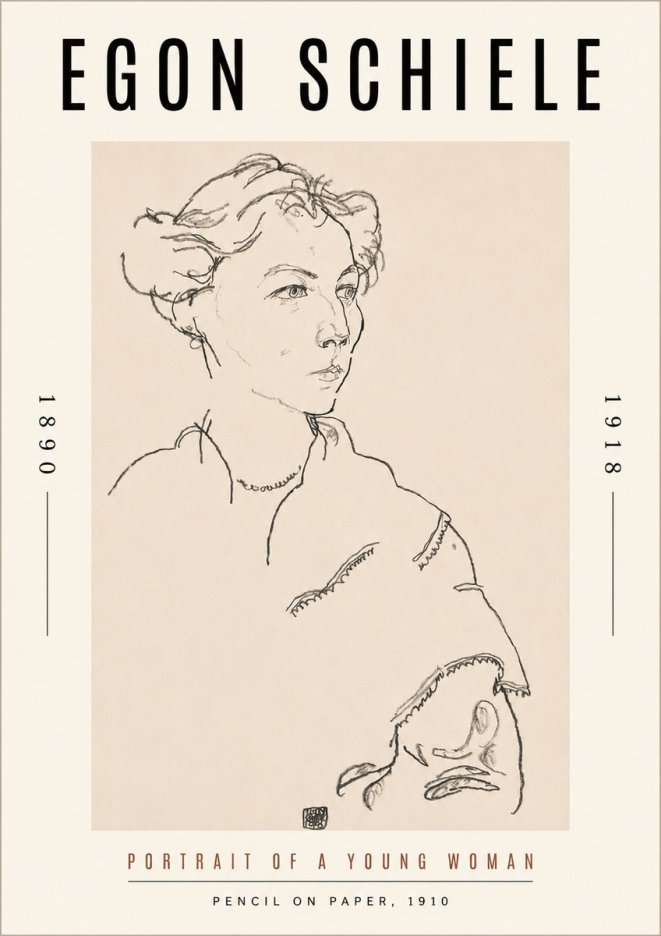 Schiele Portrait of a Young Woman No3 - Poszter