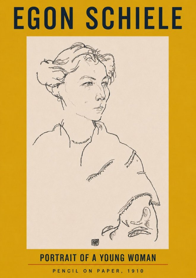 Schiele Portrait of a Young Woman No4 - Poszter