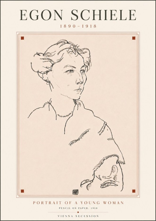 Schiele Portrait of a Young Woman No5 - Poszter