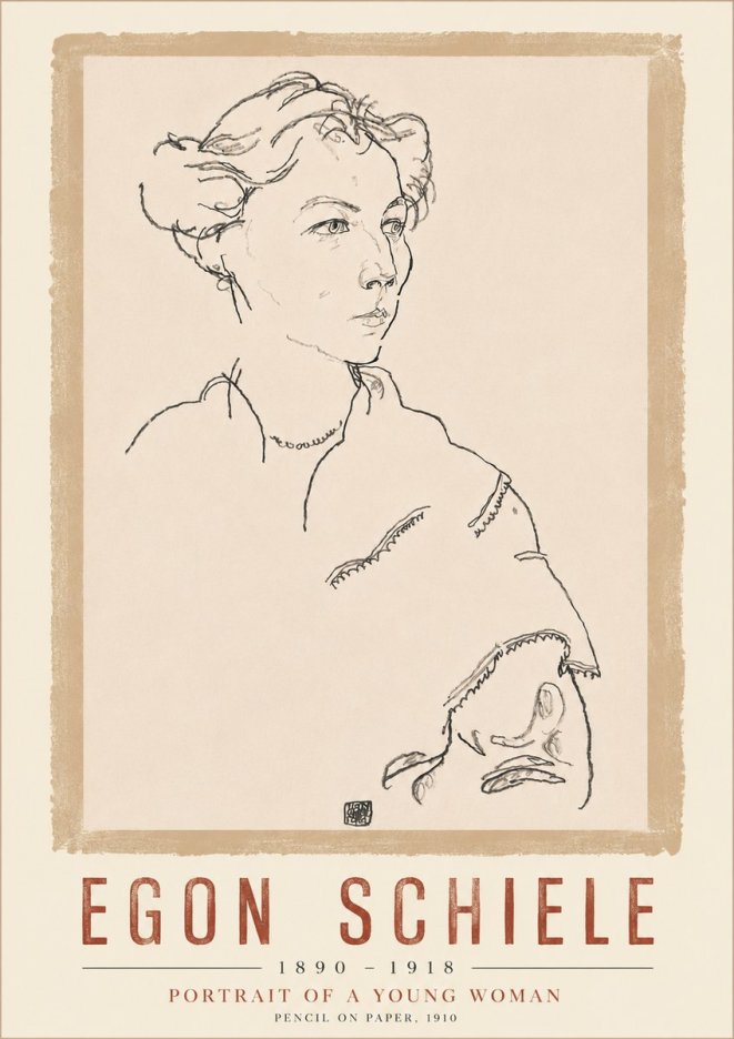 Schiele Portrait of a Young Woman No6 - Poszter