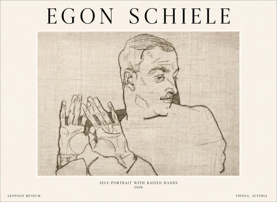 Schiele Self-portrait with Raised Hands No1 - Poszter