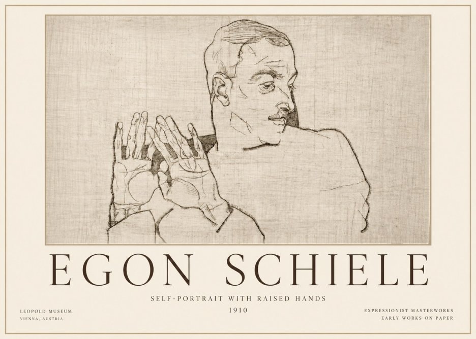 Schiele Self-portrait with Raised Hands No4 - Poszter