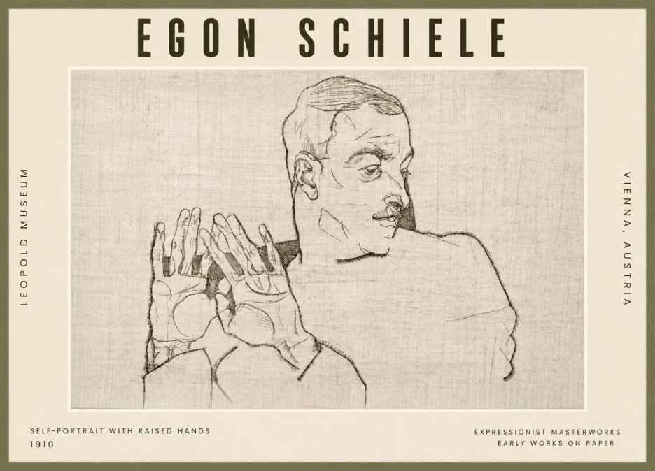 Schiele Self-portrait with Raised Hands No5 - Poszter