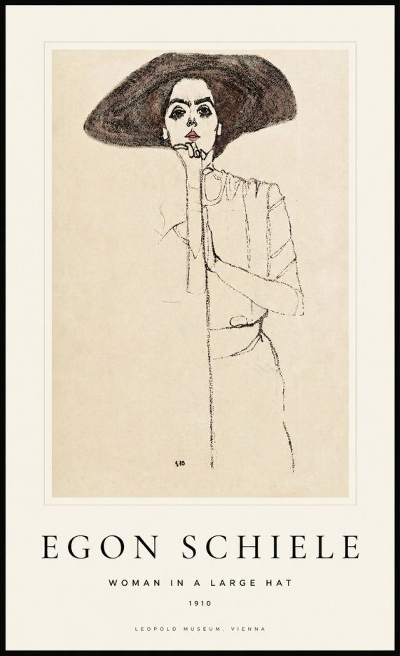 Schiele Woman in a Large Hat No1 - Poszter
