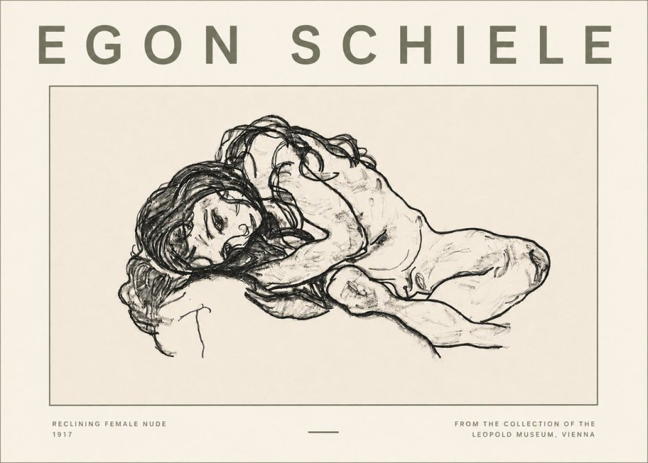Schiele Reclining Female Nude No4 - Poszter