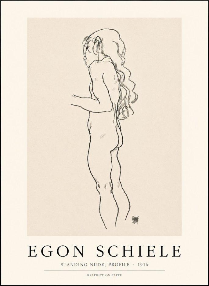 Schiele Standing Nude, Profile No1 - Poszter