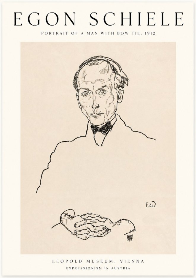 Schiele Portrait of a Man with Bow Tie, 1912 No1 - Poszter