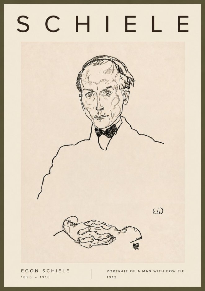 Schiele Portrait of a Man with Bow Tie, 1912 No2 - Poszter