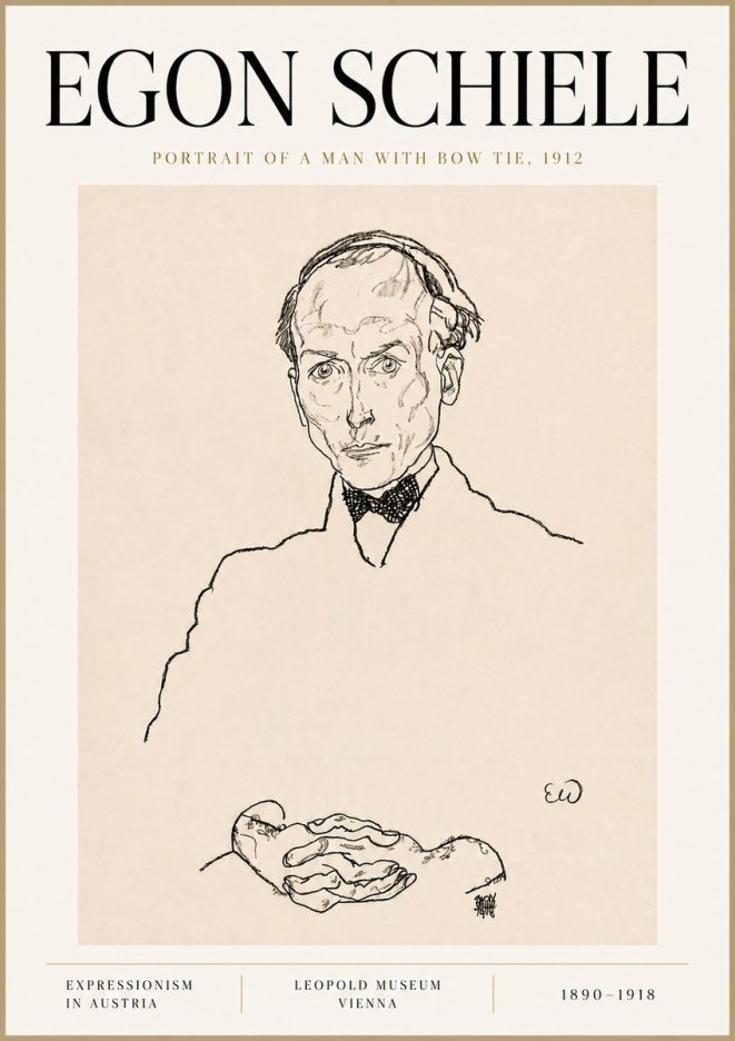 Schiele Portrait of a Man with Bow Tie, 1912 No6 - Poszter