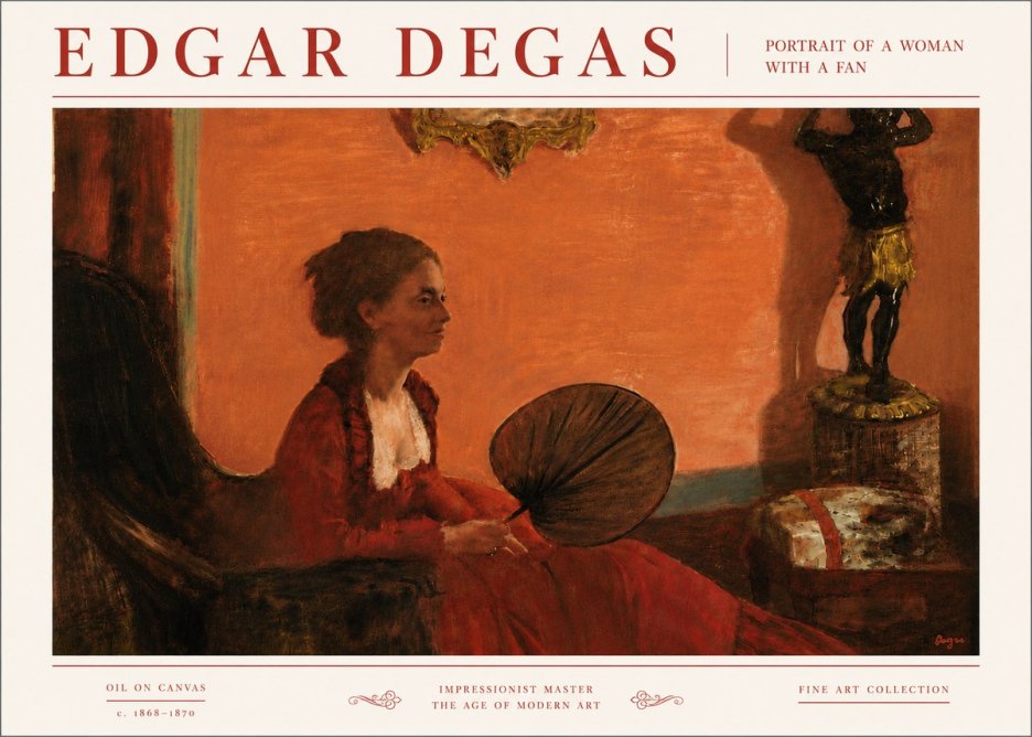Edgar Degas Portrait of a Woman with a Fan No6 - Poszter