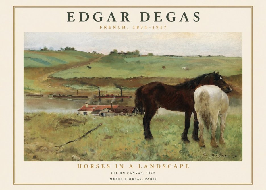 Edgar Degas Horses in a Landscape No1 - Poszter