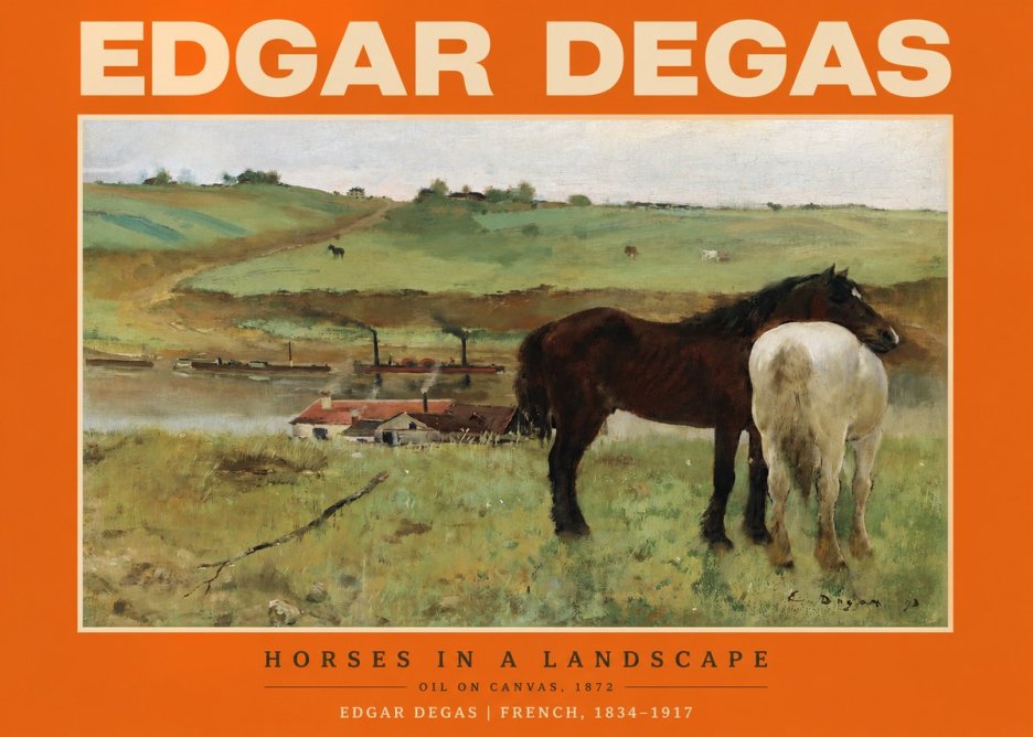 Edgar Degas Horses in a Landscape No2 - Poszter