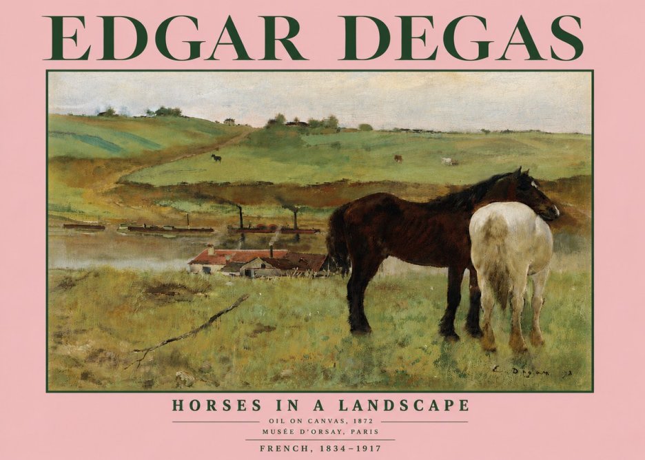 Edgar Degas Horses in a Landscape No5 - Poszter
