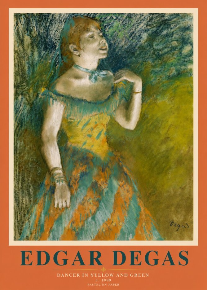 Edgar Degas Dancer in Yellow and Green No3 - Poszter