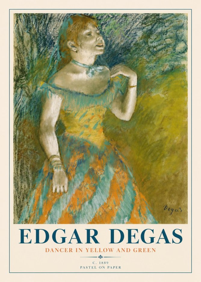 Edgar Degas Dancer in Yellow and Green No4 - Poszter
