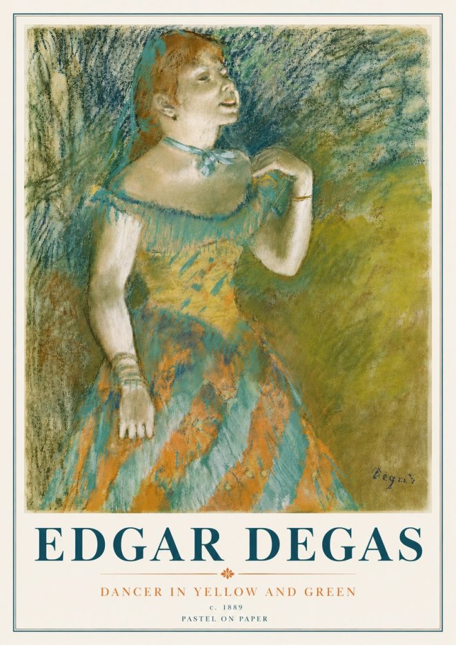 Edgar Degas Dancer in Yellow and Green No6 - Poszter