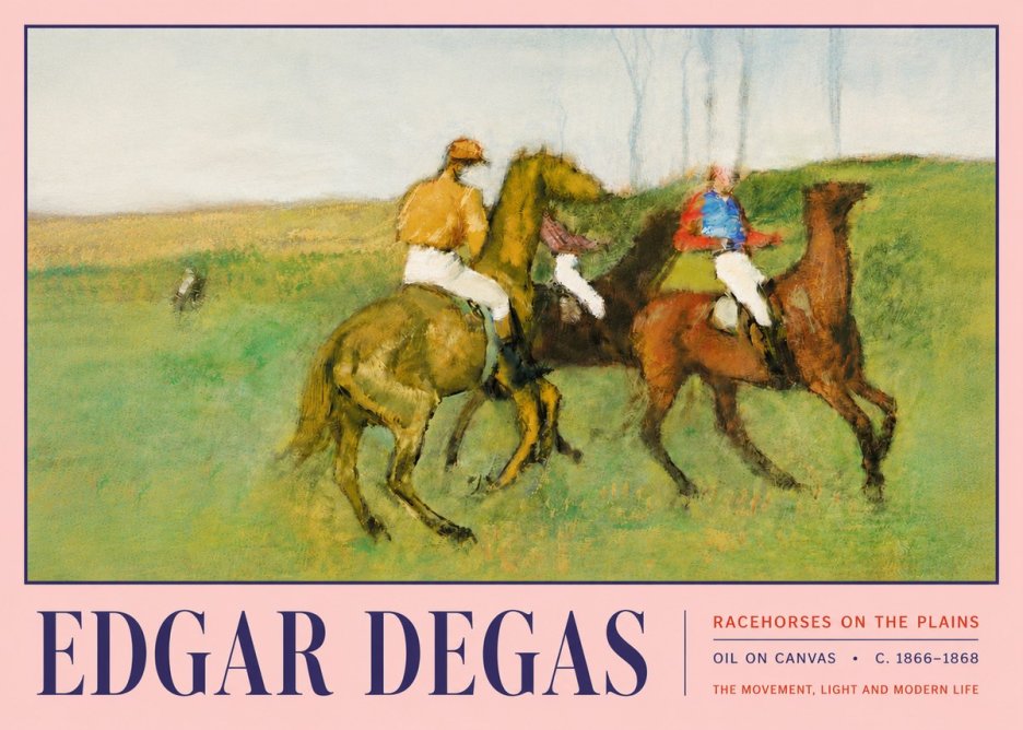 Edgar Degas Racehorses on the Plains No5 - Poszter