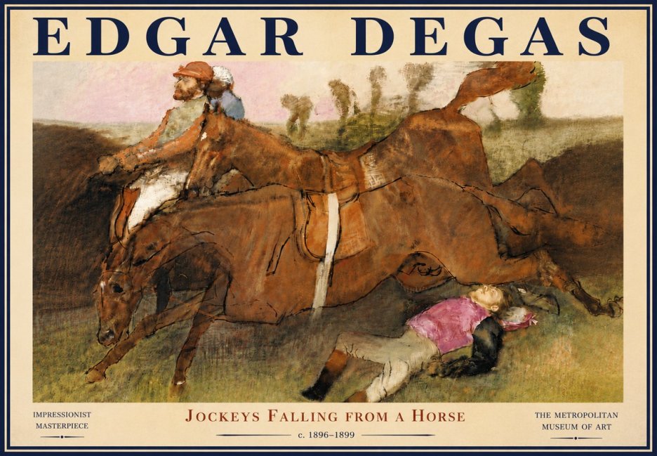 Edgar Degas Jockeys Falling from a Horse No5 - Poszter