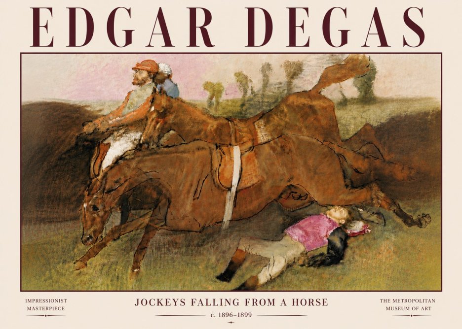 Edgar Degas Jockeys Falling from a Horse No6 - Poszter
