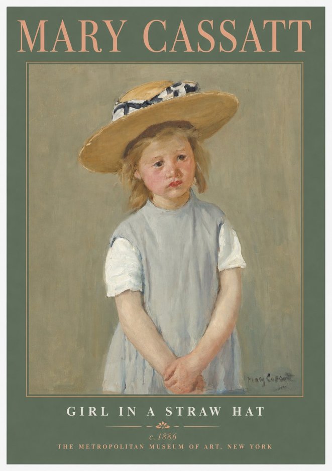 Mary Cassatt Girl in a Straw Hat No2 - Poszter