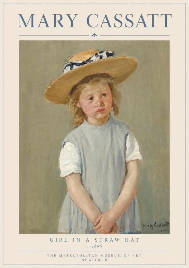 Mary Cassatt Girl in a Straw Hat No3 - Poszter