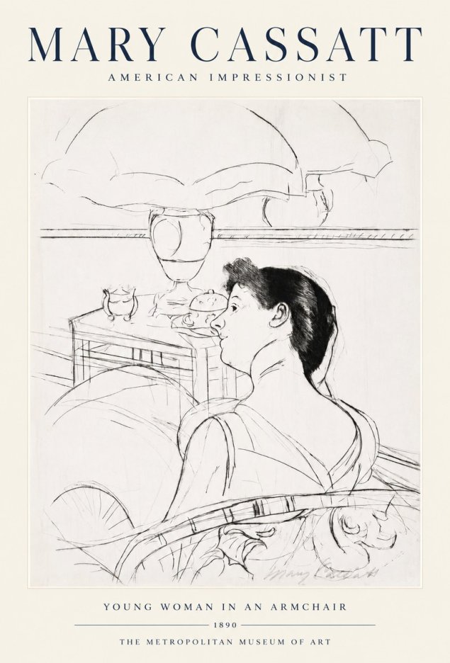 Mary Cassatt Young Woman in an Armchair No1 - Poszter