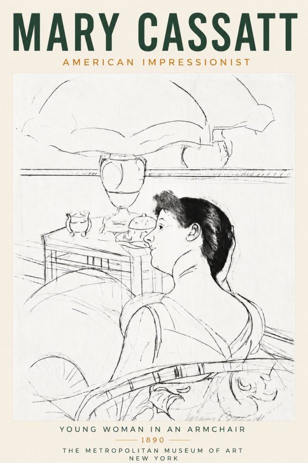 Mary Cassatt Young Woman in an Armchair No3 - Poszter