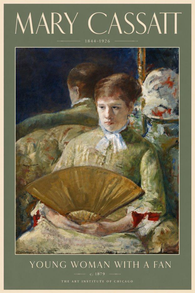 Mary Cassatt Young Woman with a Fan I No5 - Poszter