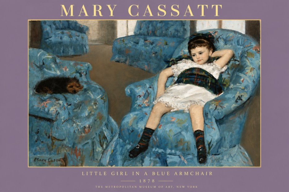 Mary Cassatt Little Girl in a Blue Armchair No4 - Poszter